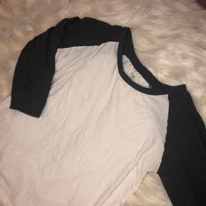 Tops - Women’s White/Dark Grey 3/4 Sleeve Baseball Tee Tops - Women’s White/Dark Grey 3/4 Sleeve Baseball Tee